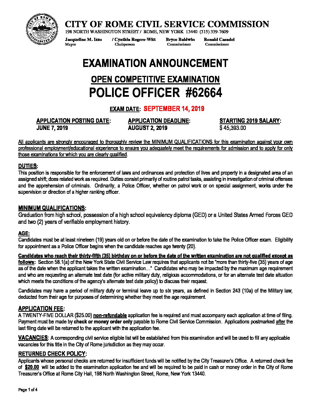 Civil Service Police Exam