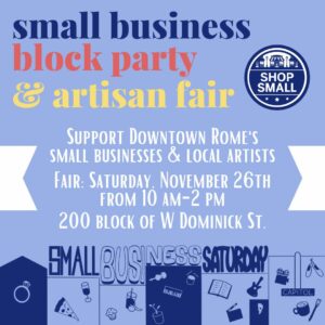 Small Business Block Party & Artisan Fair @ 200 Block of West Dominick Street